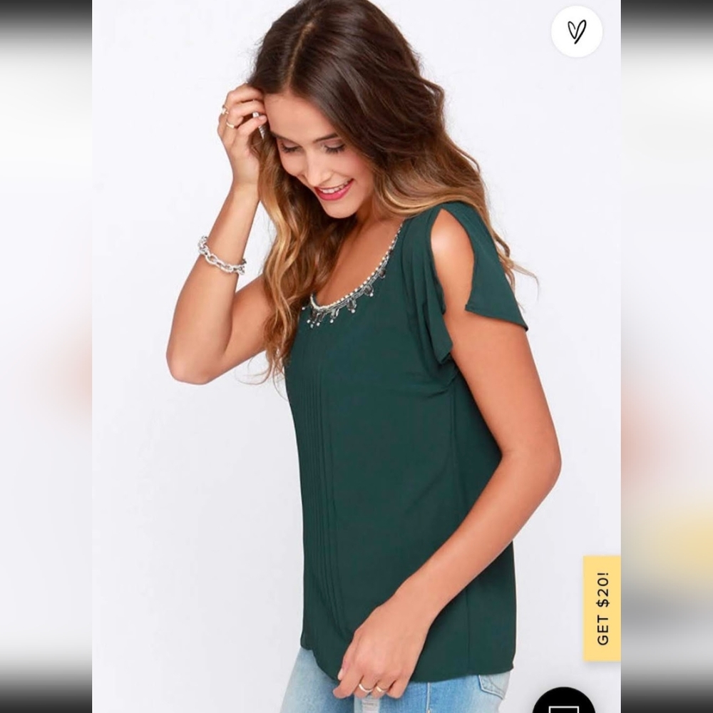 Lulu's forest green beaded top